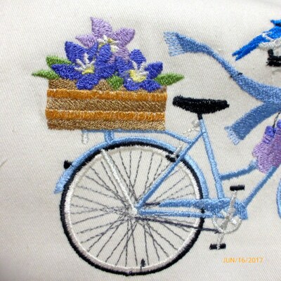 Seasonal Bicycle Pillow covers, Embroidered bicycle pillow, Winter pillows - image4
